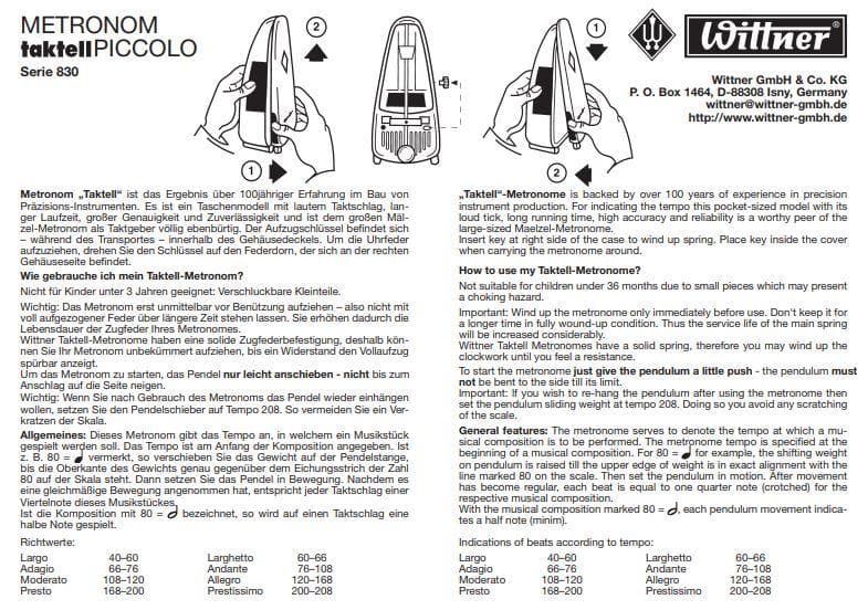 Wittner Taktell Piccolo Metronome - Image 5