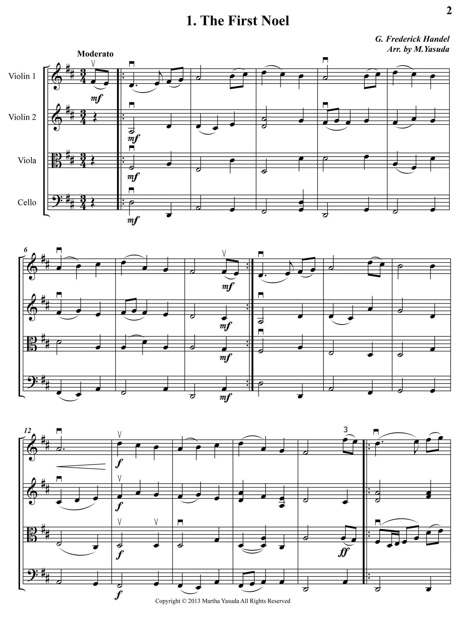 Yasuda - Christmas Melodies: Contemporary & Classical Arr. For String Quartet, Volume I - Dig. DL - Image 3