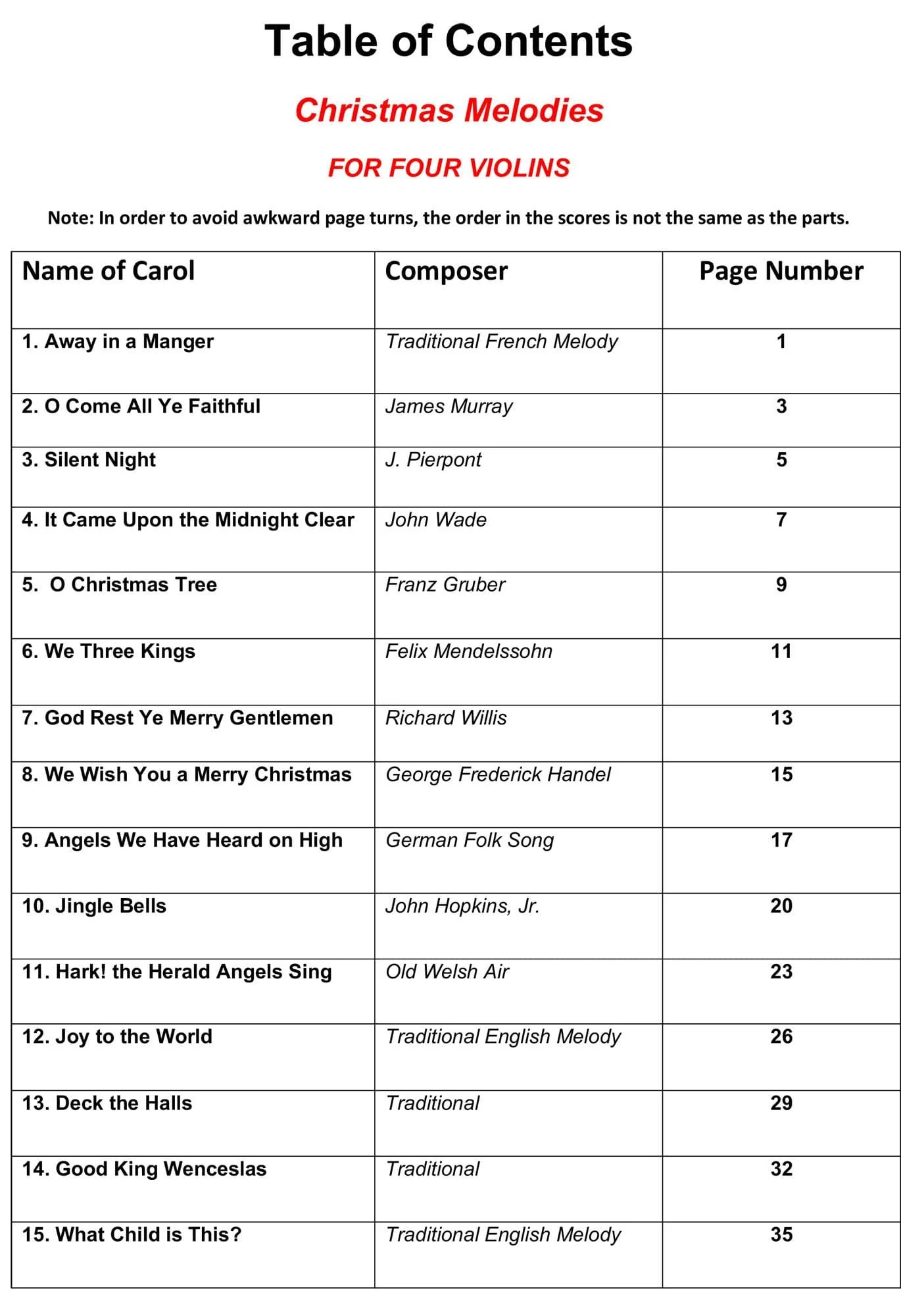 Yasuda - Christmas Melodies For 4 Violins, Volumes I & II: Contemporary & Classical Arr. - Dig. DL - Image 2