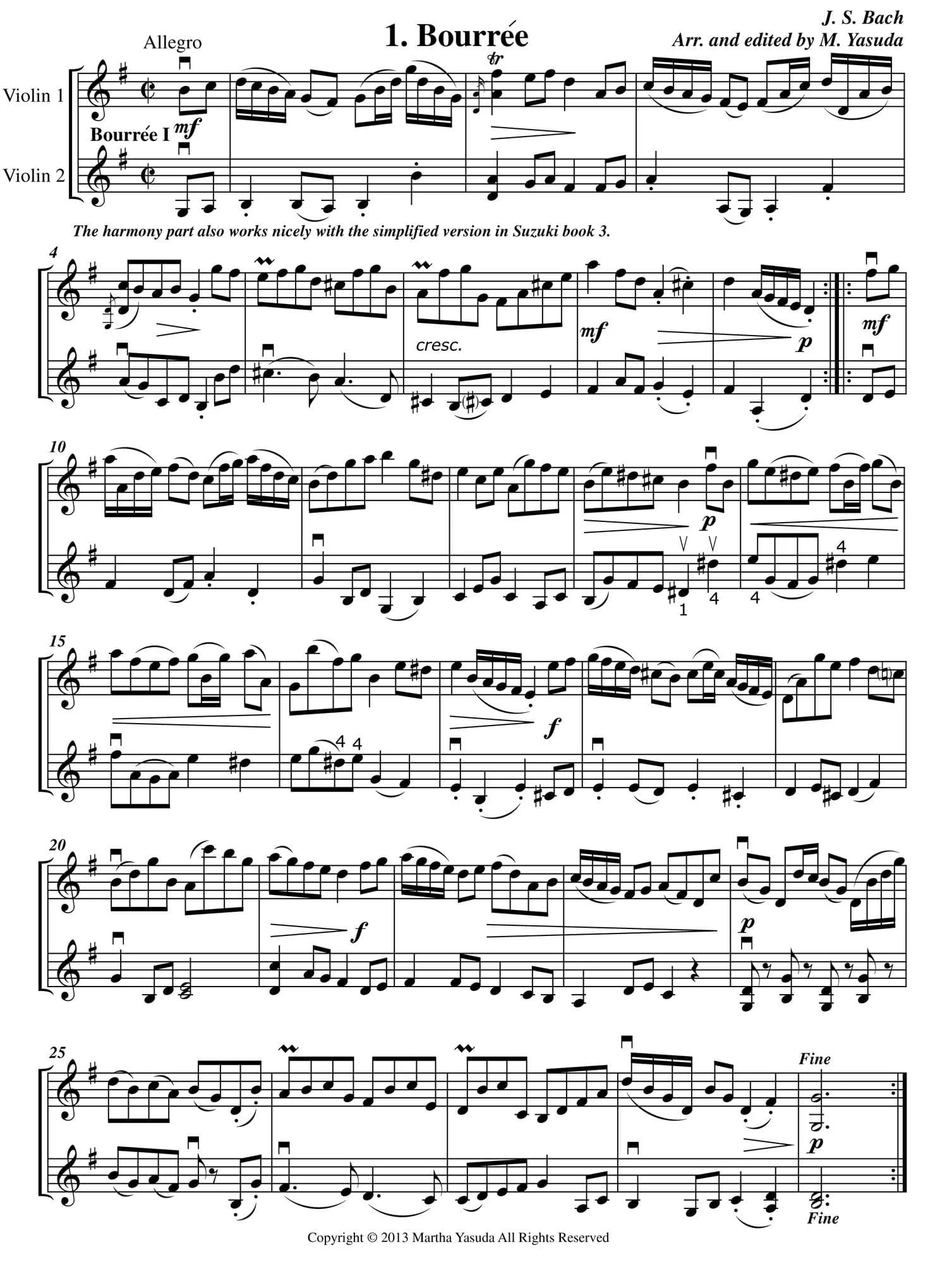 Yasuda - Harmonious Melodies For Violin, Volume I, 2nd Ed. - Dig. Download - Image 4