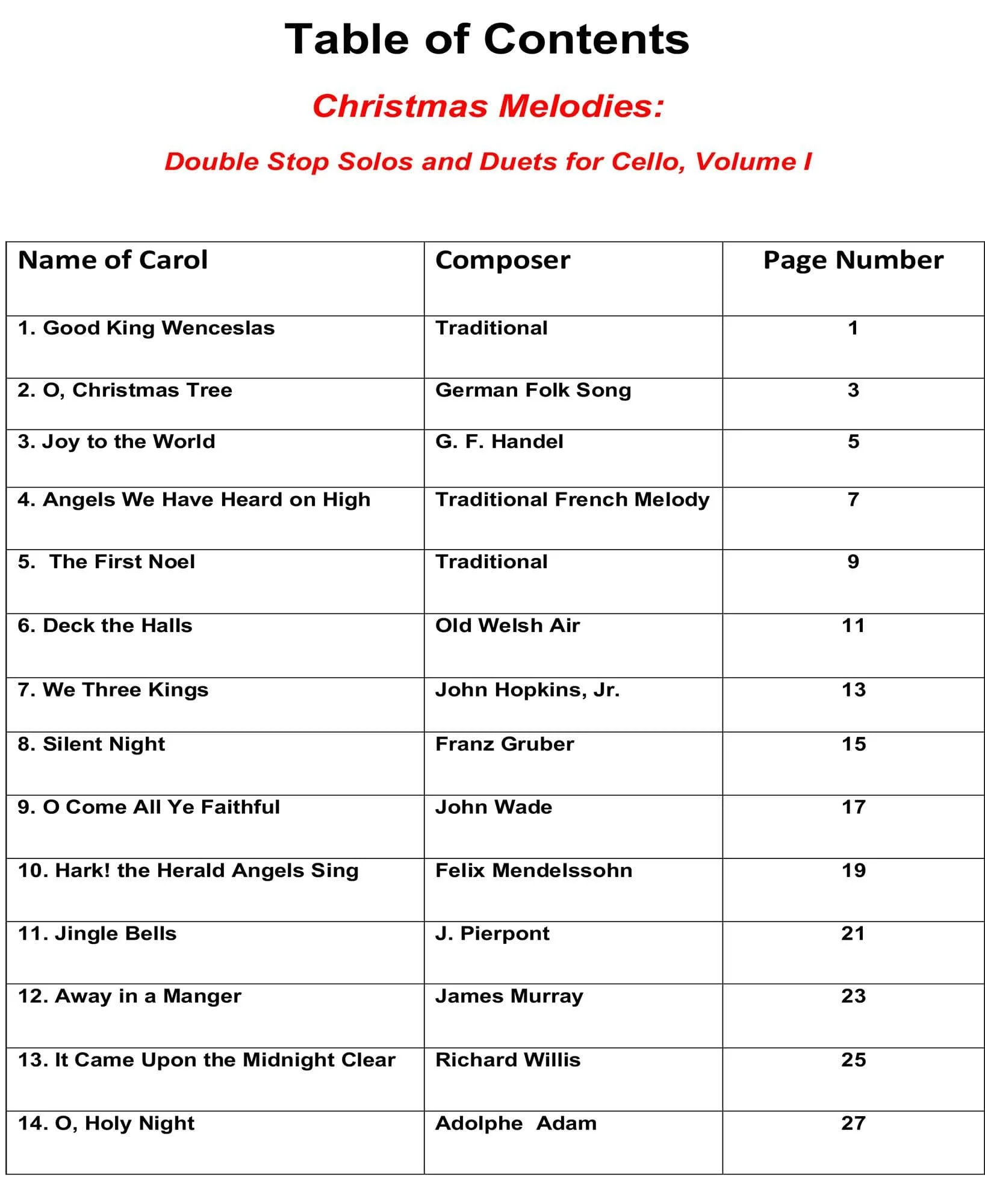 Yasuda, Martha - Christmas Melodies: Double Stop Duets for Cello, Volume 1 - Digital Download - Image 3