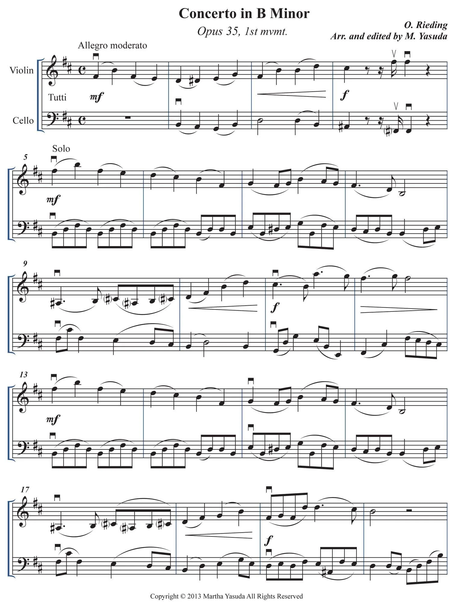 Yasuda, Martha - Concerto Melodies For Violin And Cello, Volume I, 2nd Edition - Digital Download - Image 3