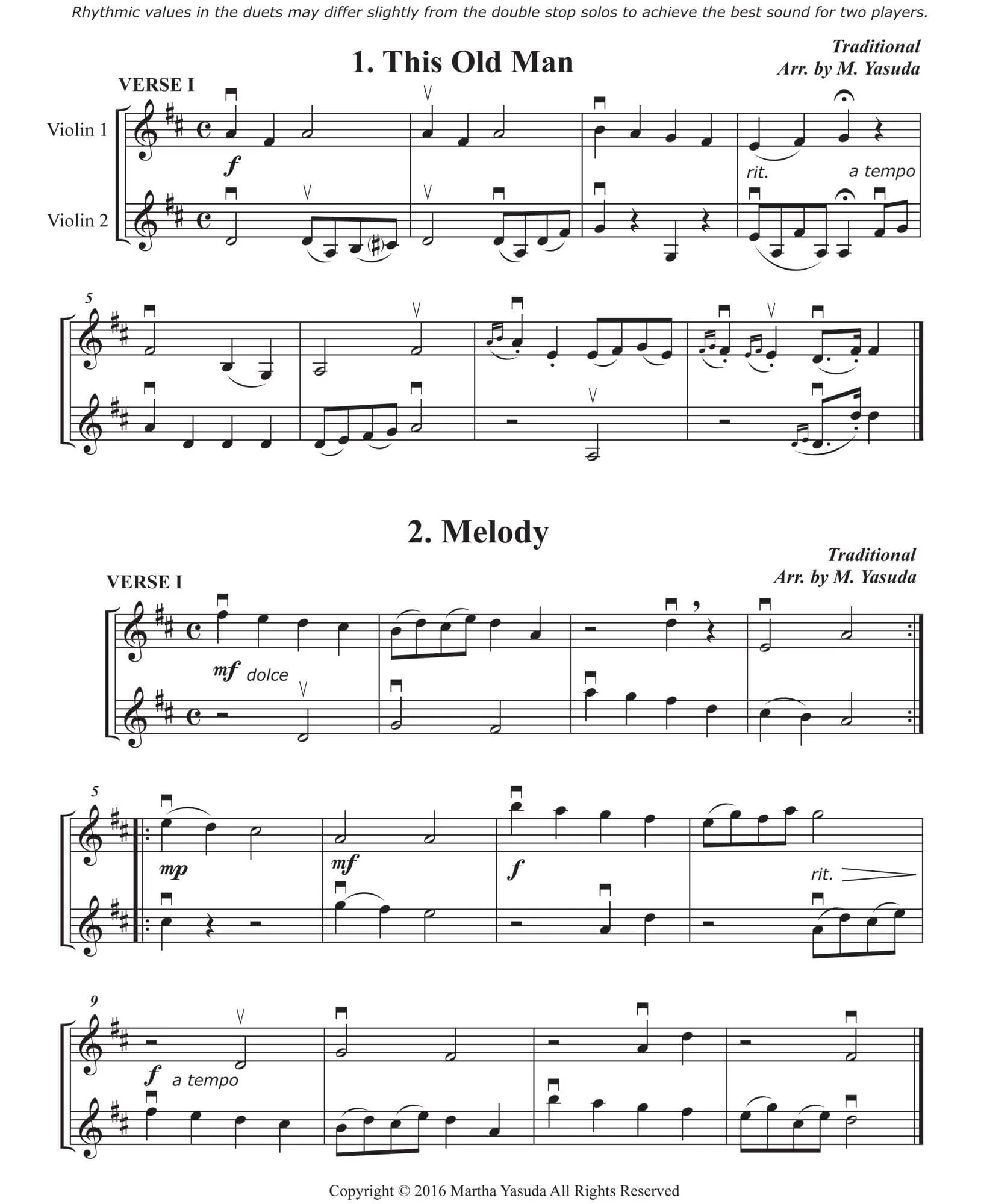 Yasuda, Martha - Favorite Melodies: Double Stop Solos and Duets for Violin, Volume I - Digital Download - Image 5