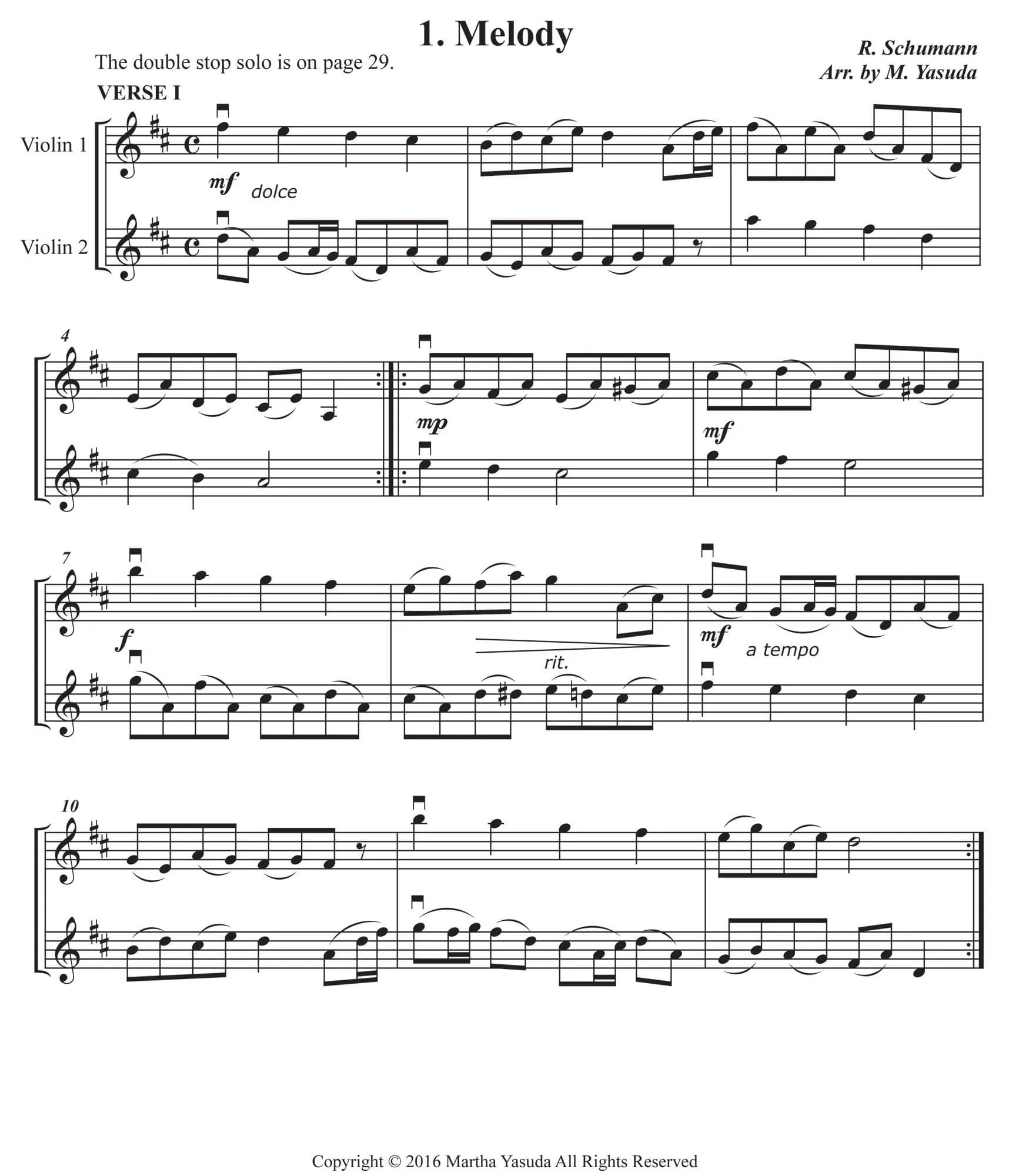 Yasuda, Martha - Favorite Melodies: Double Stop Solos and Duets for Violin, Volume II - Digital Download - Image 4
