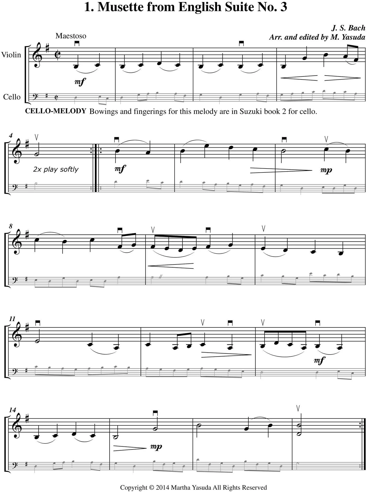 Yasuda, Martha - Flip-Flop Melodies For Cello and Violin, Volume II, 2nd Edition - Digital Download - Image 3