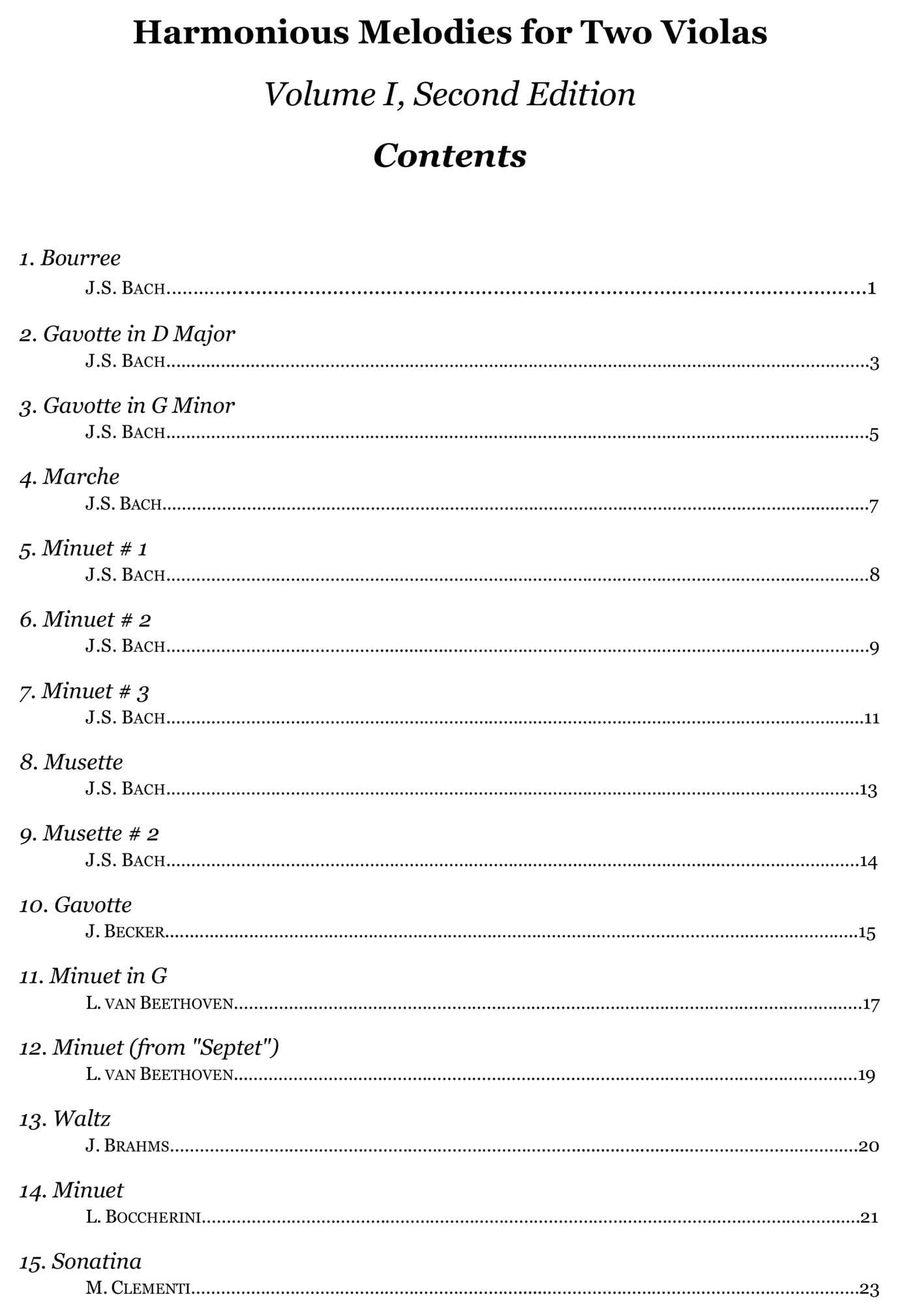 Yasuda, Martha - Harmonious Melodies For Two Violas, Volume I - Digital Download - Image 2