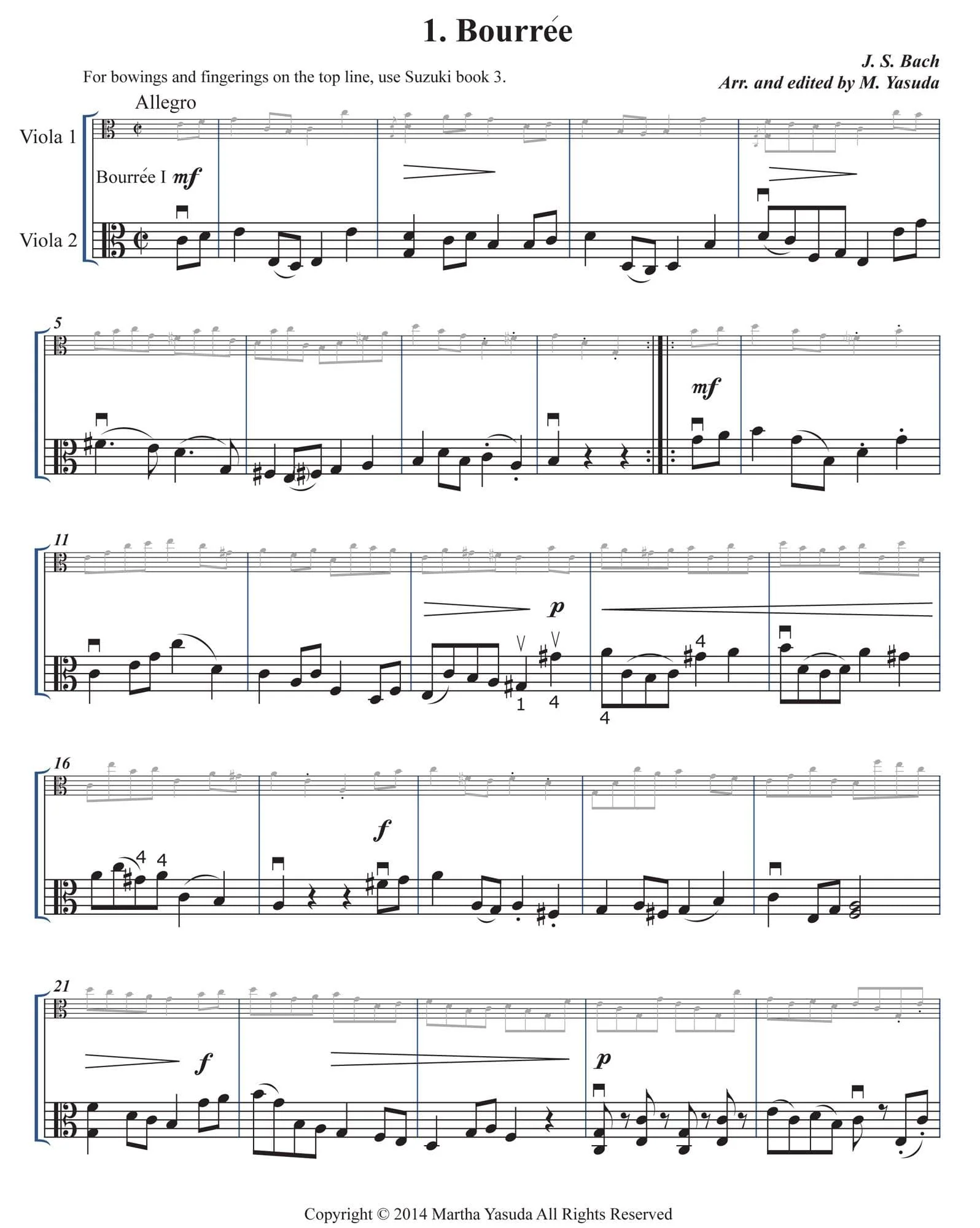 Yasuda, Martha - Harmonious Melodies For Two Violas, Volume I - Digital Download - Image 4