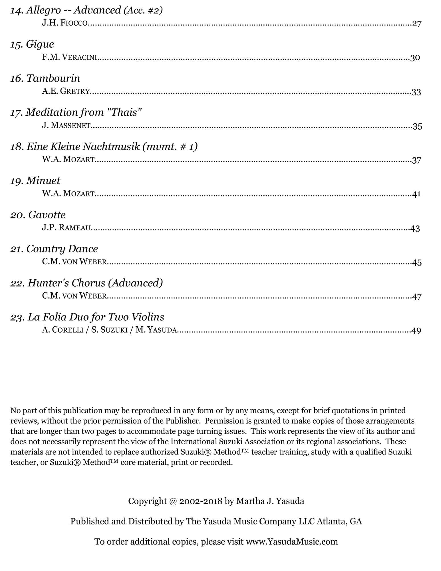 Yasuda, Martha - Harmonious Melodies For Two Violins, Volume II, 2nd Edition - Digital Download - Image 3