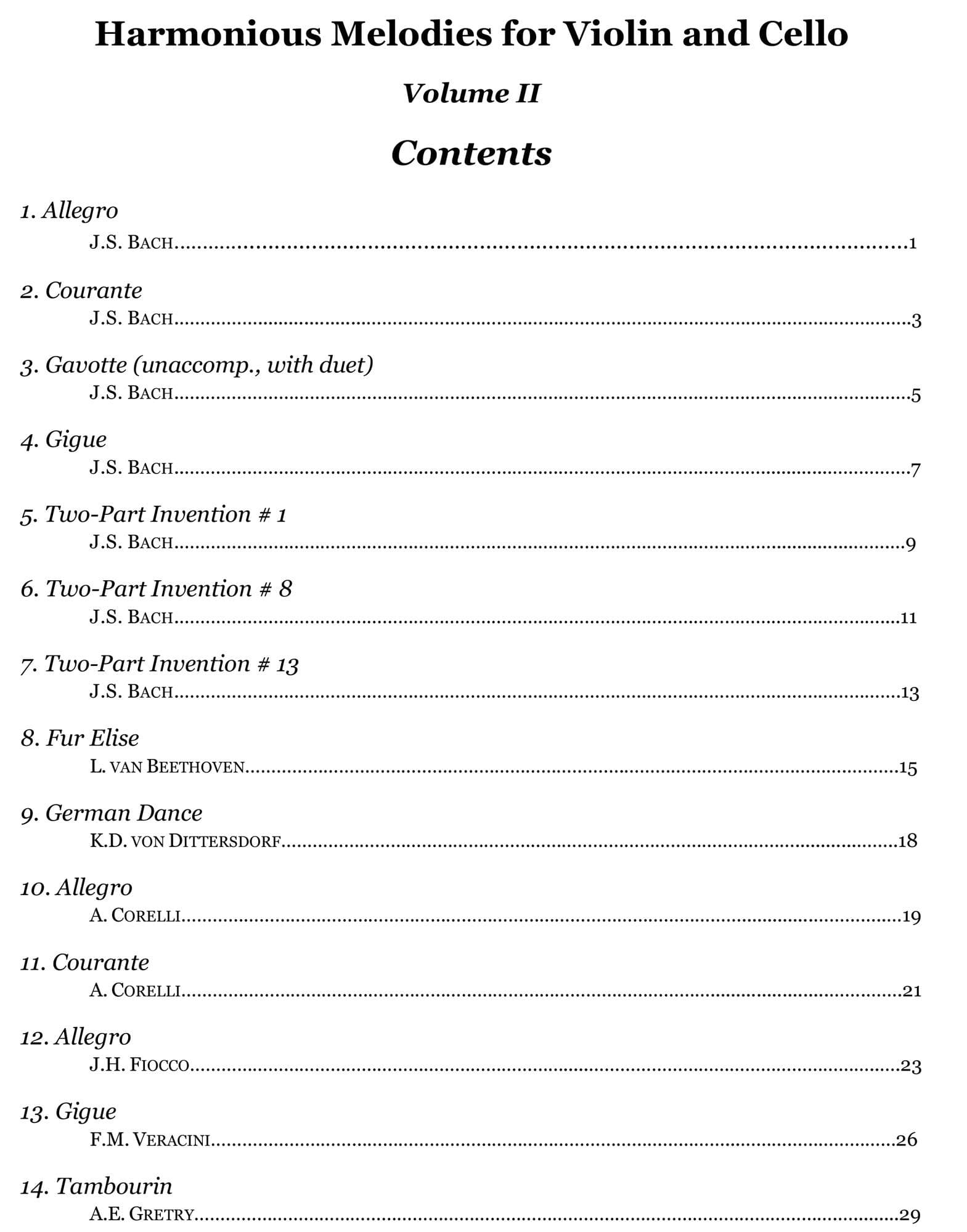 Yasuda, Martha - Harmonious Melodies For Violin And Cello, Volume II, 2nd Edition - Digital Download - Image 2