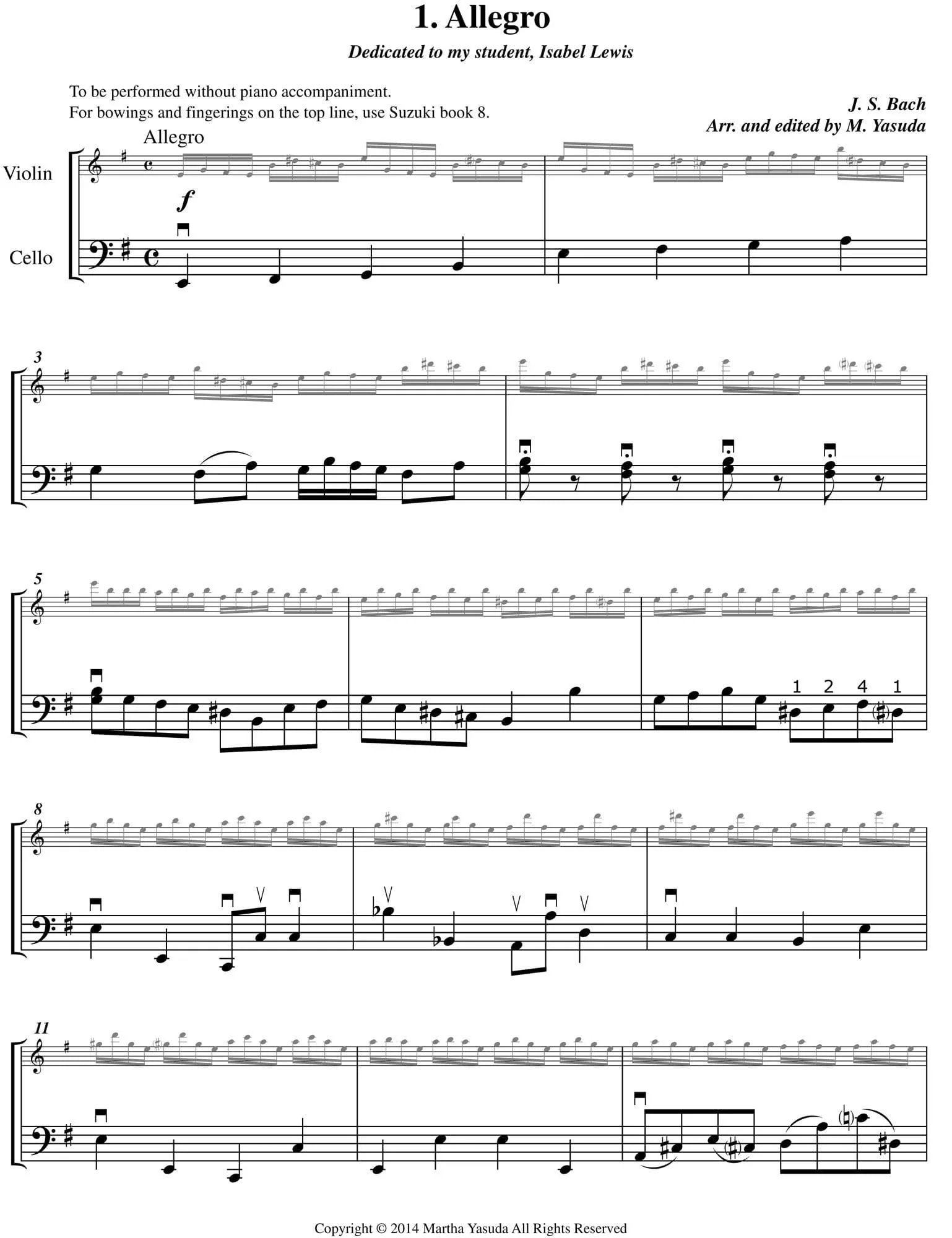 Yasuda, Martha - Harmonious Melodies For Violin And Cello, Volume II, 2nd Edition - Digital Download - Image 4