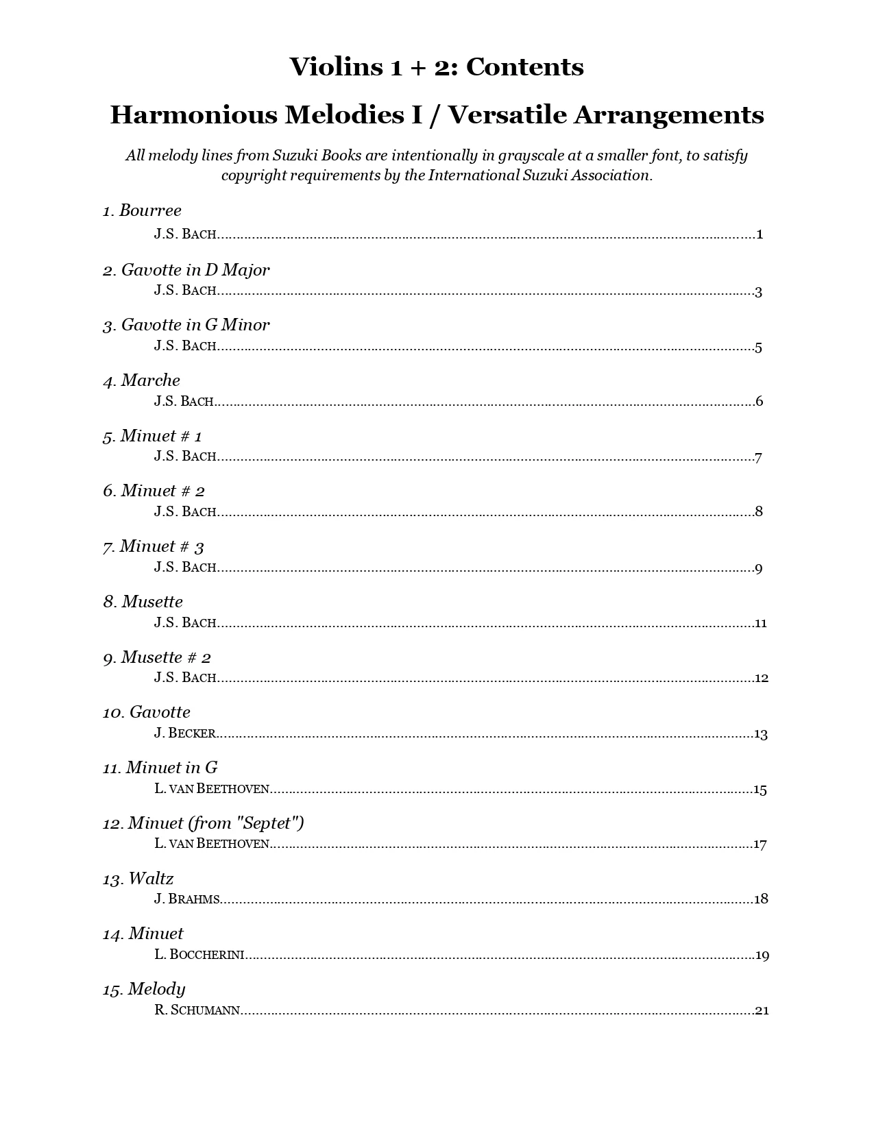 Yasuda, Martha - Harmonious Melodies, Versatile Arrangements for Two Violins and Viola, Volume I - Digital Download - Image 3