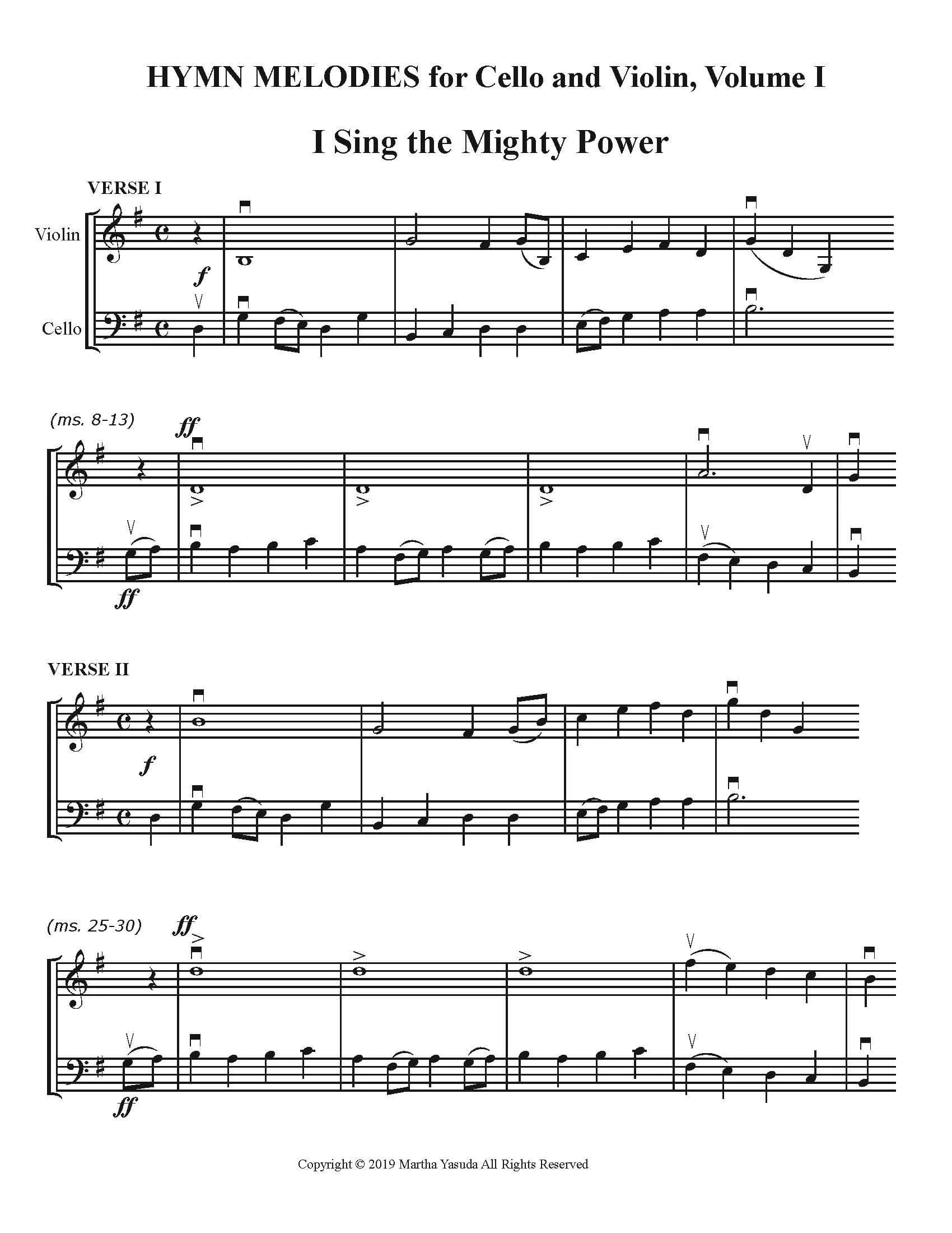 Yasuda, Martha - Hymn Melodies For Cello and Violin, Volume I - Digital Download - Image 4