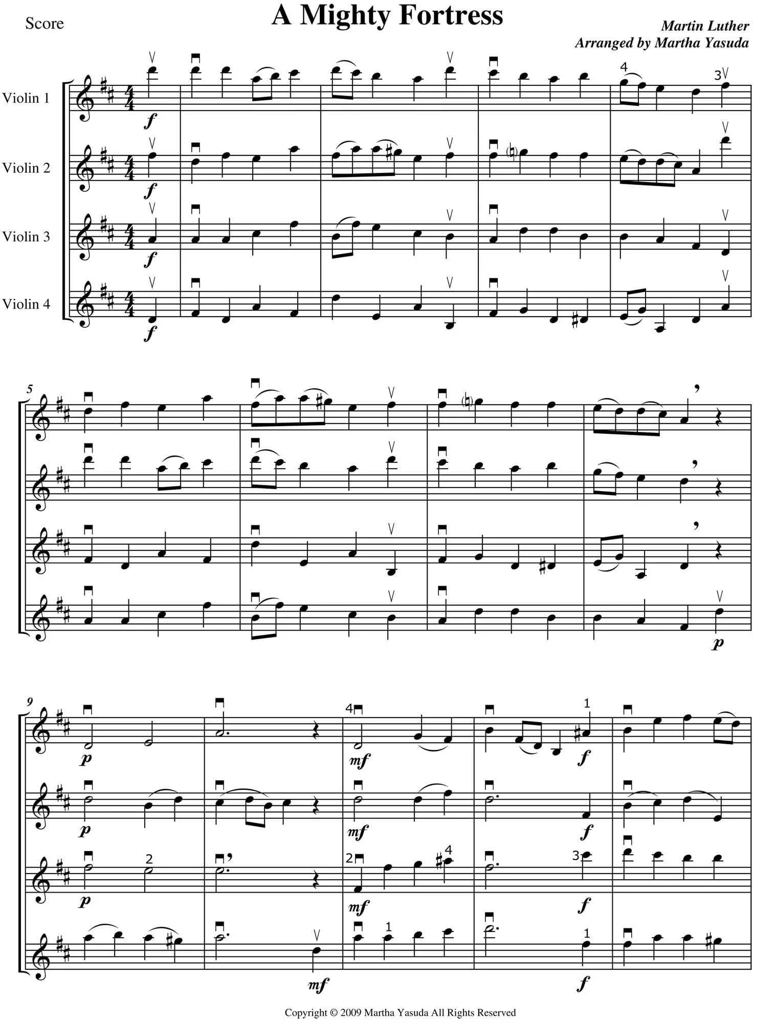 Yasuda, Martha - Hymn Melodies For Four Violins - Digital Download - Image 2