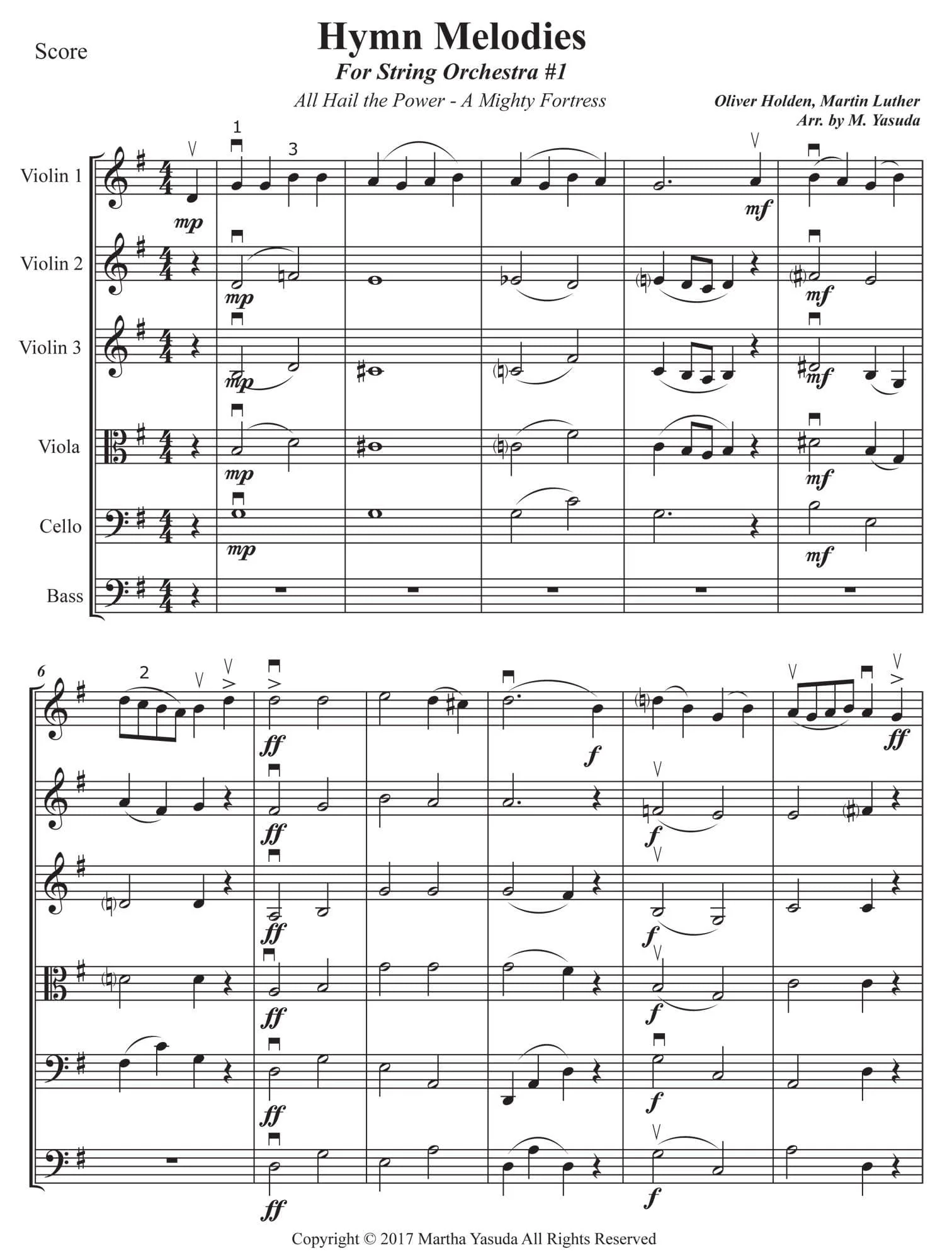Yasuda, Martha - Hymn Melodies For String Orchestra / Quartet - Digital Download - Image 3