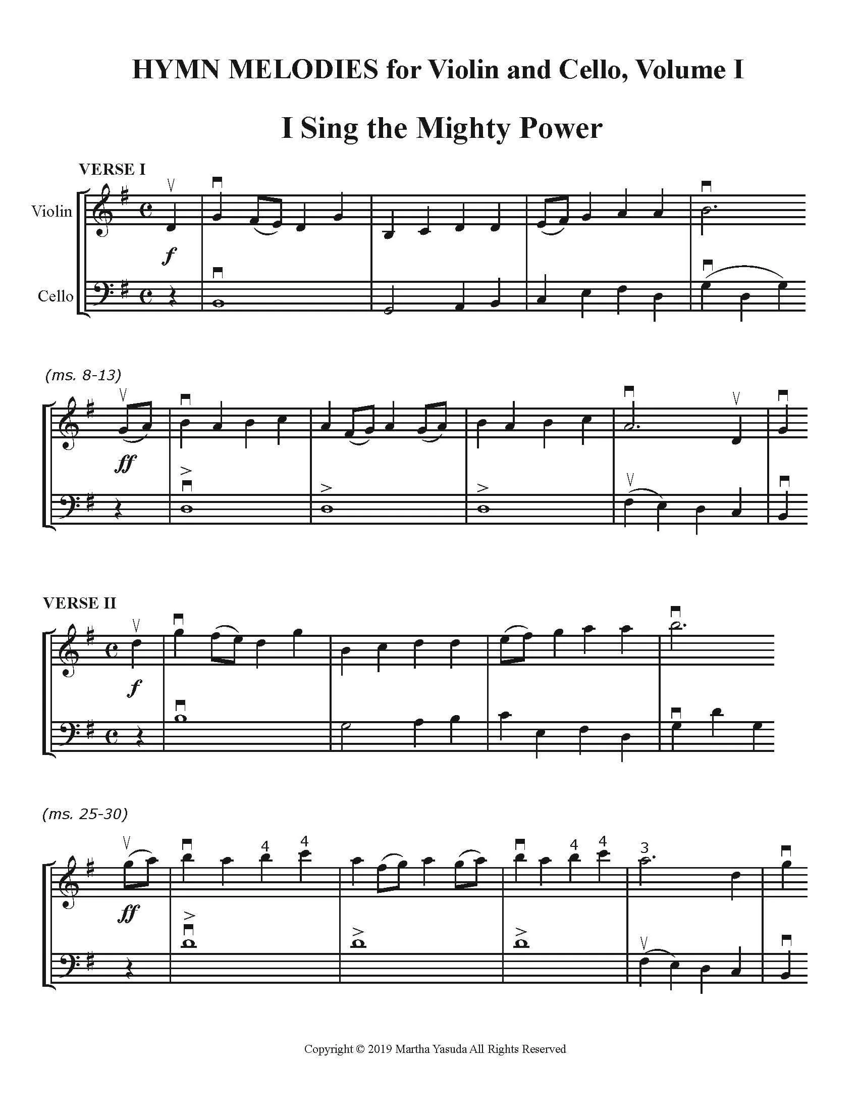 Yasuda, Martha - Hymn Melodies For Violin and Cello, Volume I - Digital Download - Image 3