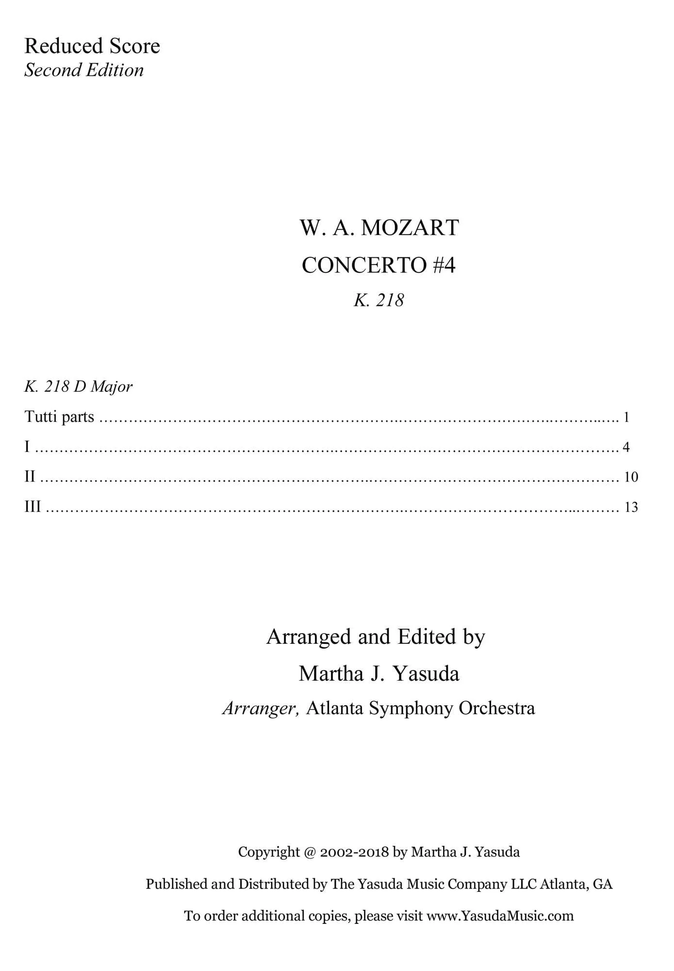 Yasuda, Martha - Mozart Concerti No. 4 for Two or Three Violins - Digital Download - Image 2