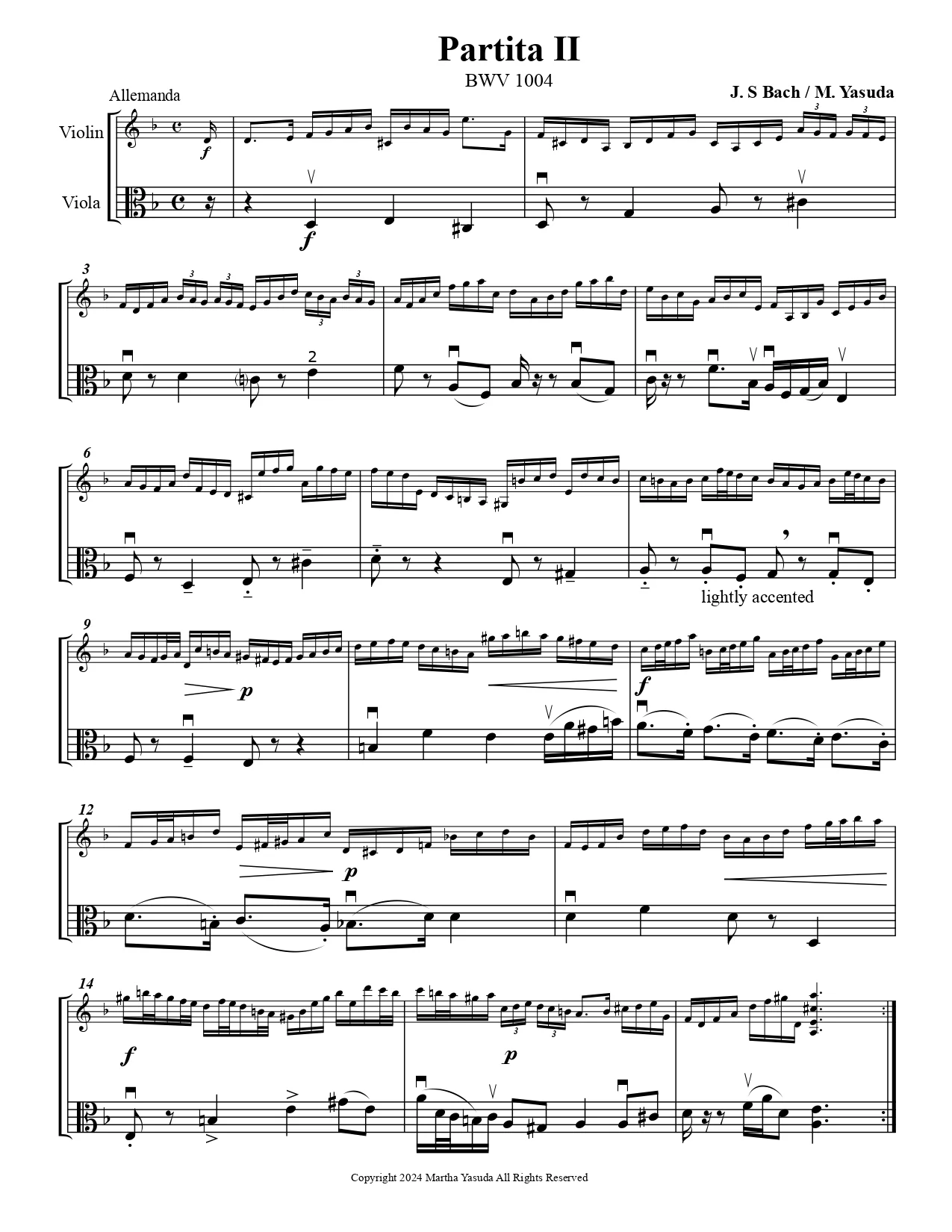 Yasuda, Martha - Out of the "Bachs", Selections from Unaccompanied Sonatas & Partitas for Violin and Viola - Digital Download - Image 4