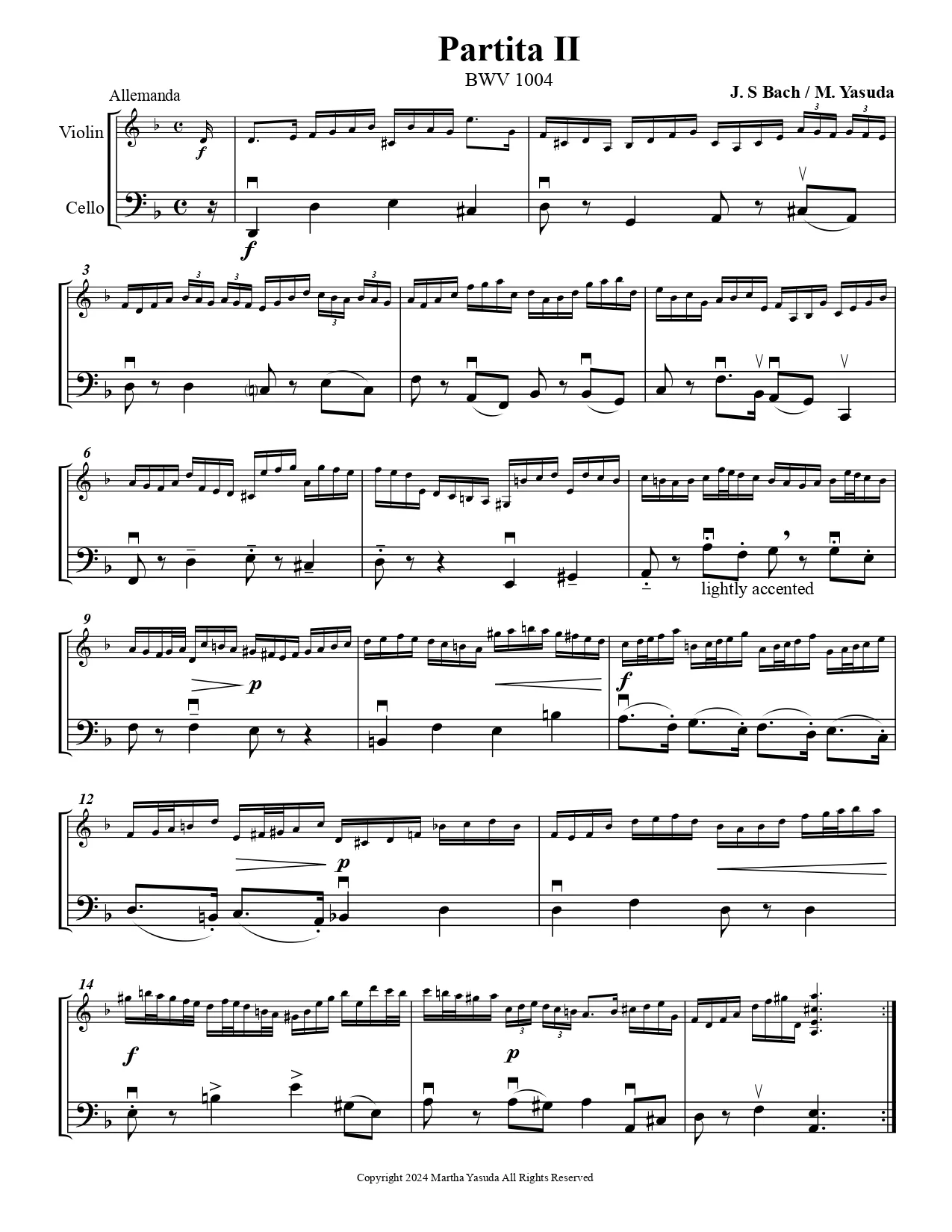 Yasuda, Martha - Out of the "Bachs", Selections from Unaccompanied Sonatas & Partitas for Violin and Cello - Digital Download - Image 4