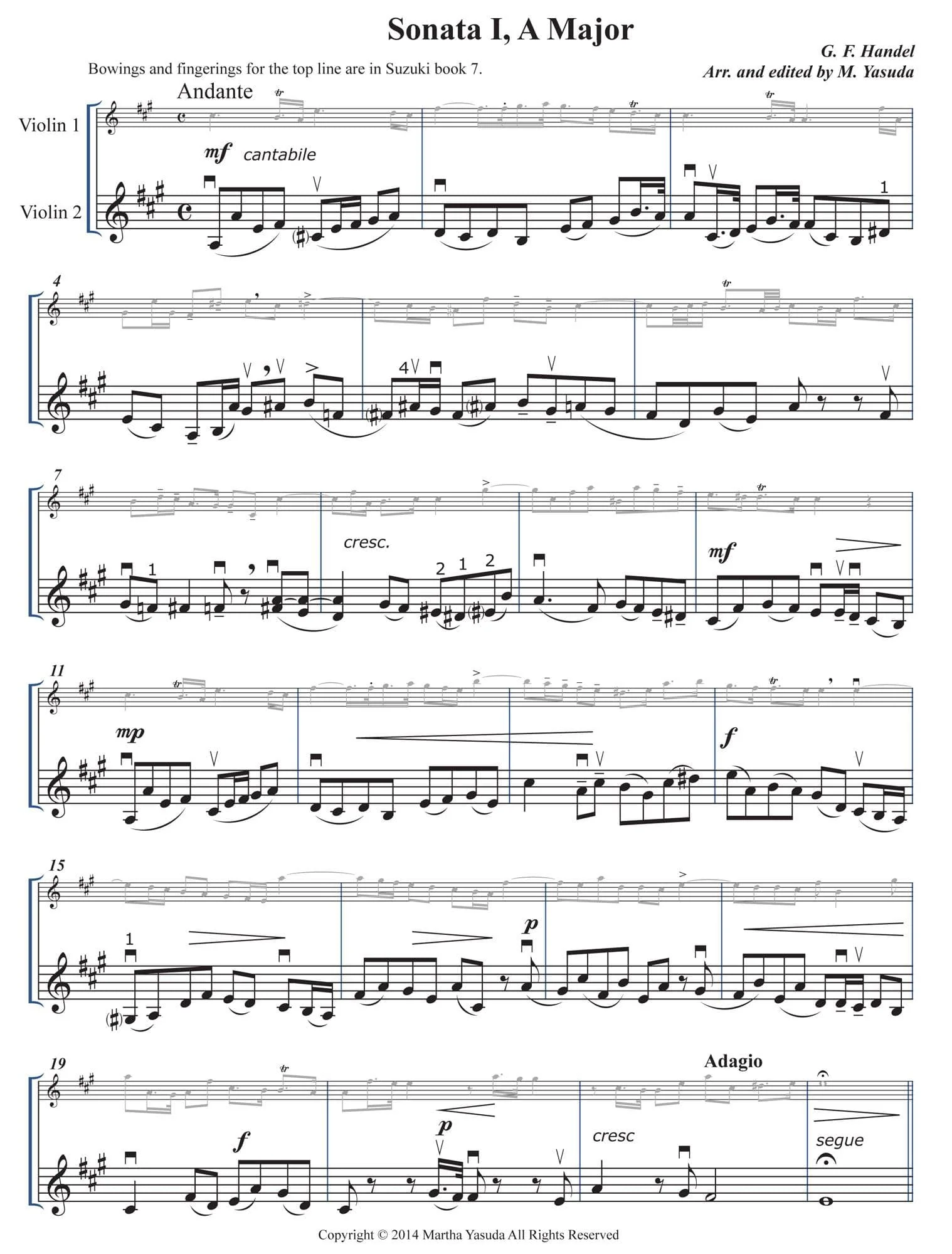 Yasuda, Martha - Sonata Melodies For Two Violins, 2nd Edition - Digital Download - Image 4