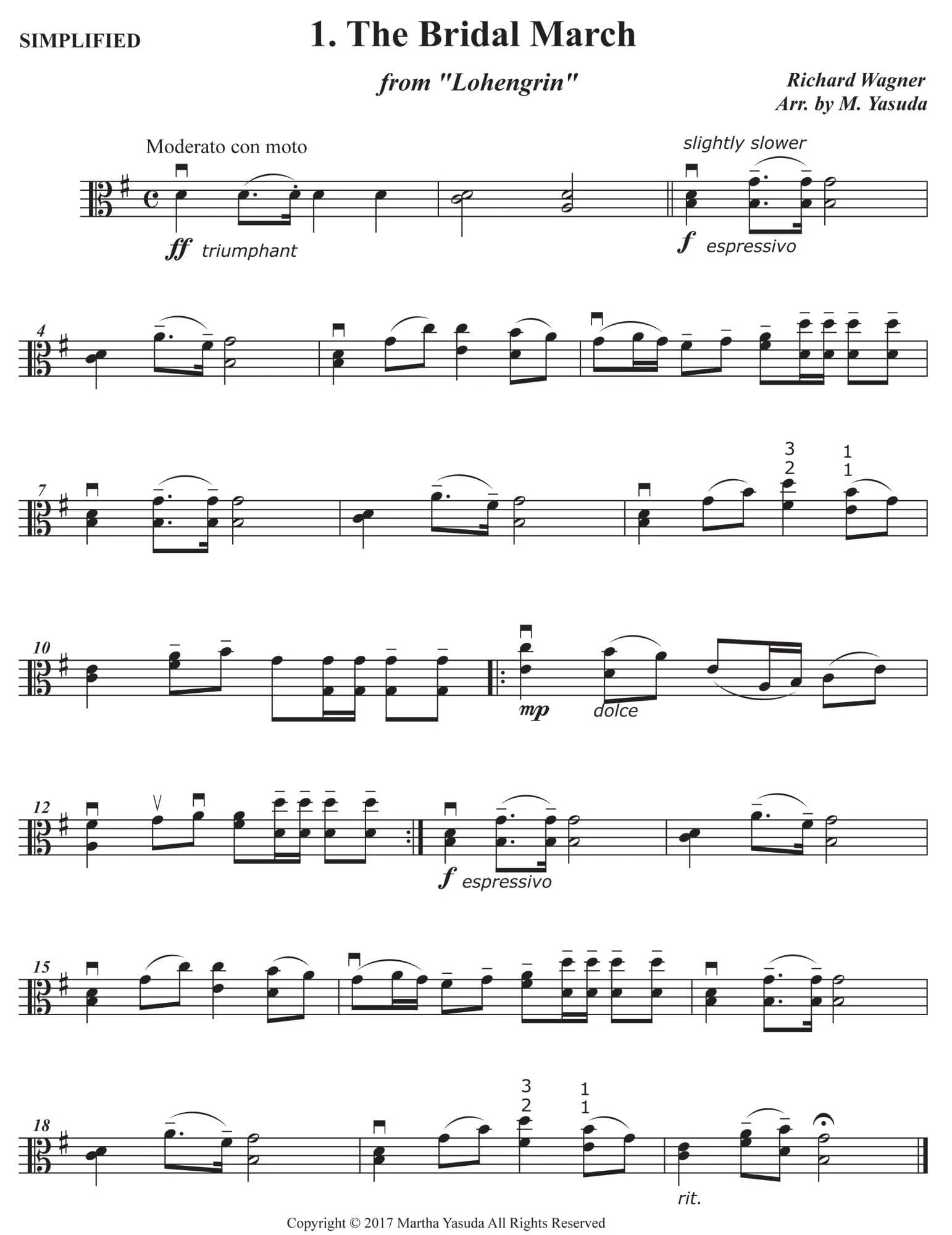 Yasuda, Martha - Wedding Melodies For Solo Viola - Digital Download - Image 4