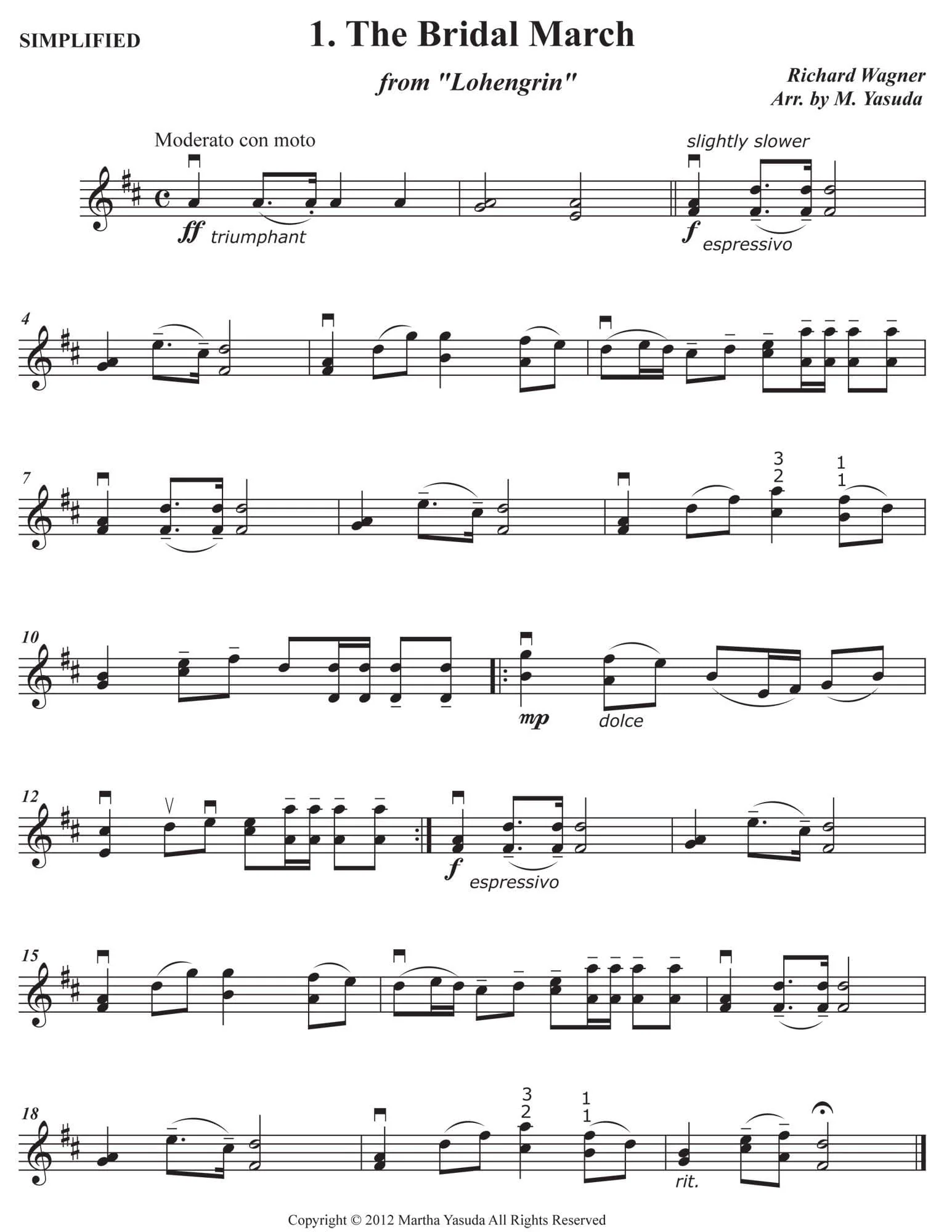 Yasuda, Martha - Wedding Melodies For Solo Violin - Digital Download - Image 4