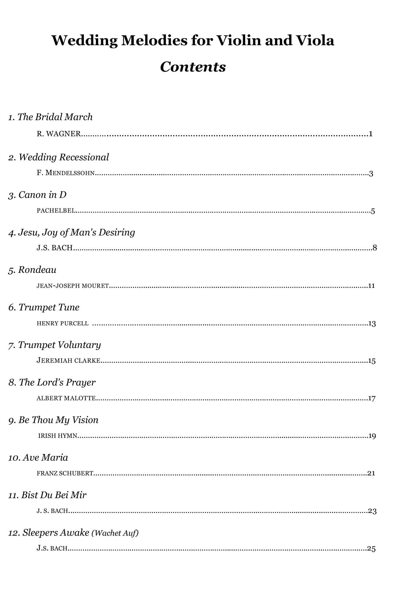 Yasuda, Martha - Wedding Melodies For Violin and Viola - Digital Download - Image 3