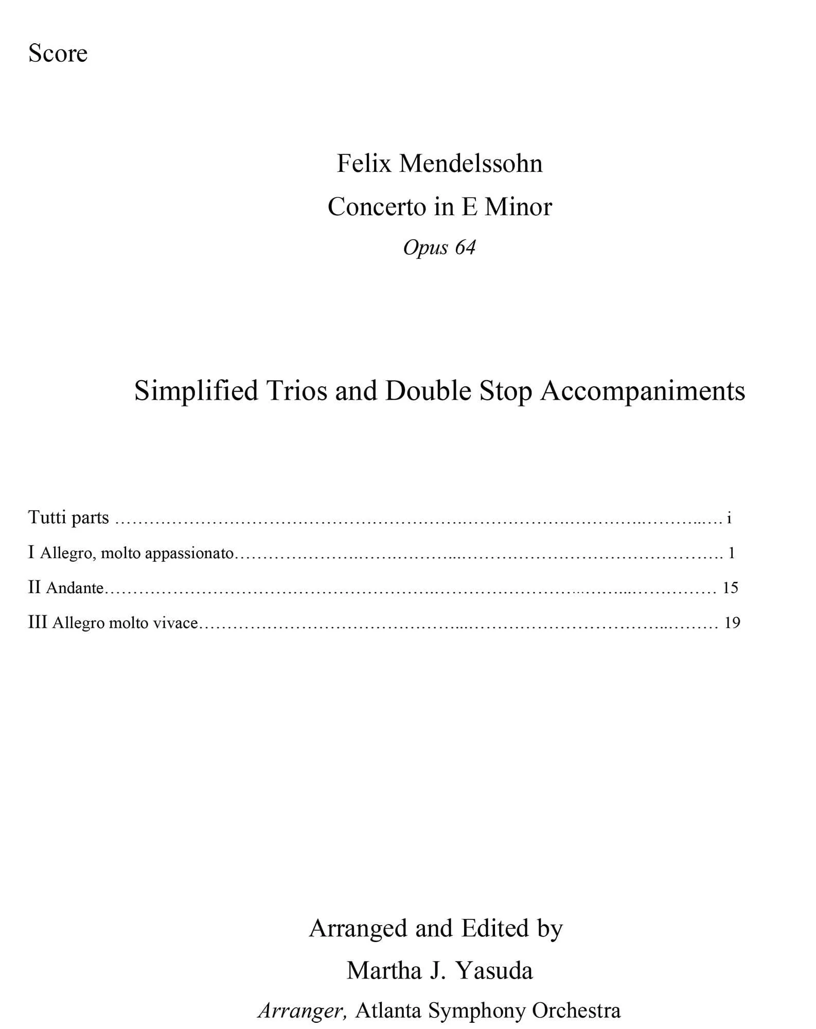 Yasuda - The Mendelssohn Violin Concerto: Trio & Advanced Double Stop Accomp - Dig. Download - Image 2