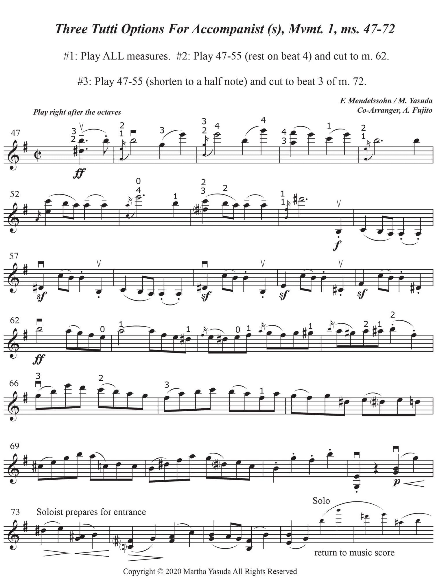 Yasuda - The Mendelssohn Violin Concerto: Trio & Advanced Double Stop Accomp - Dig. Download - Image 3