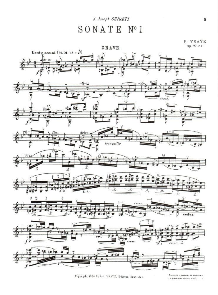 Ysaÿe, Eugène - Six Sonatas Op 27, for Violin Solo Published by G Schirmer - Image 2