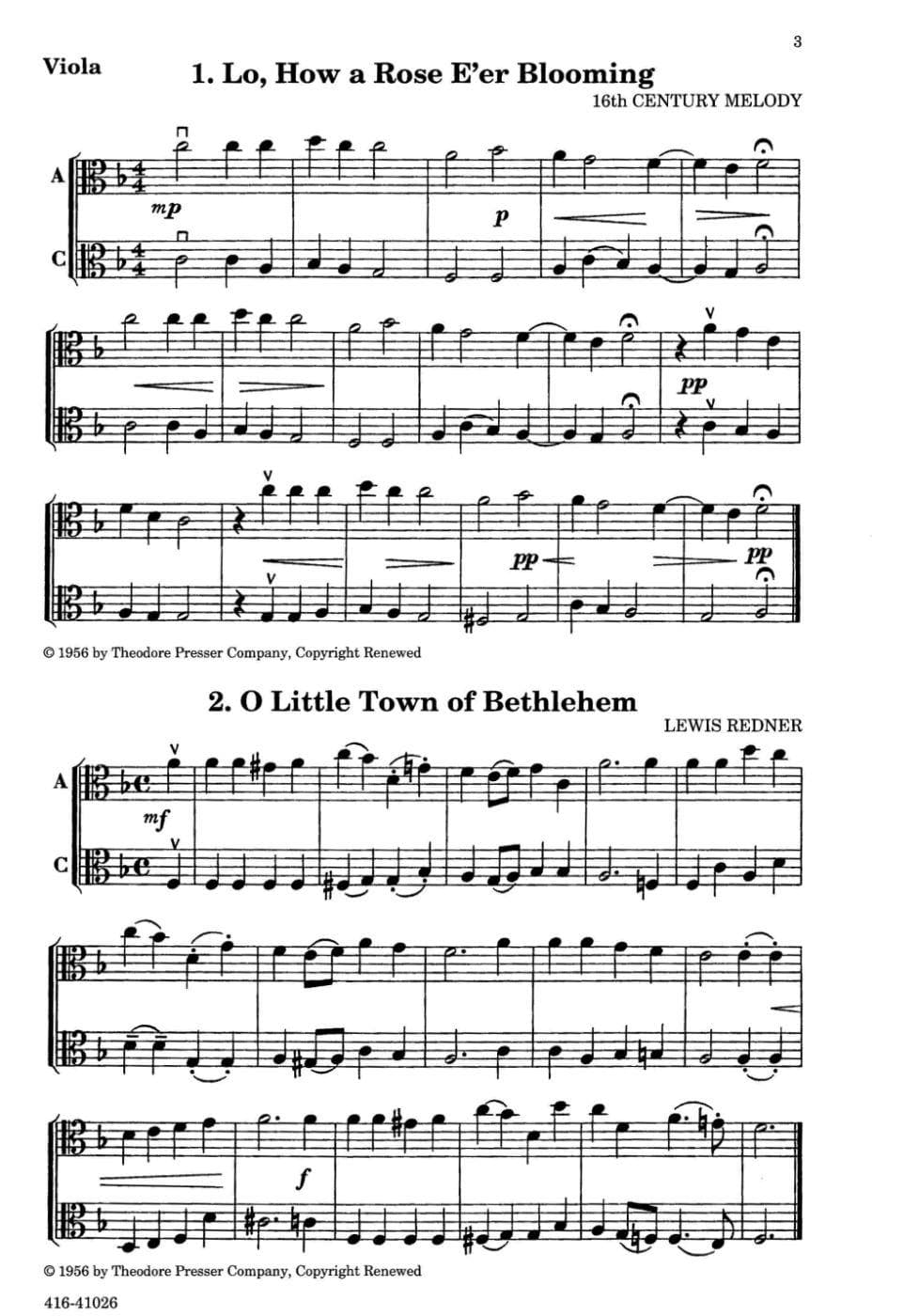 Zimmerman, Ruth L - Play a Song of Christmas, for Viola Published by Theodore Presser Company - Image 3