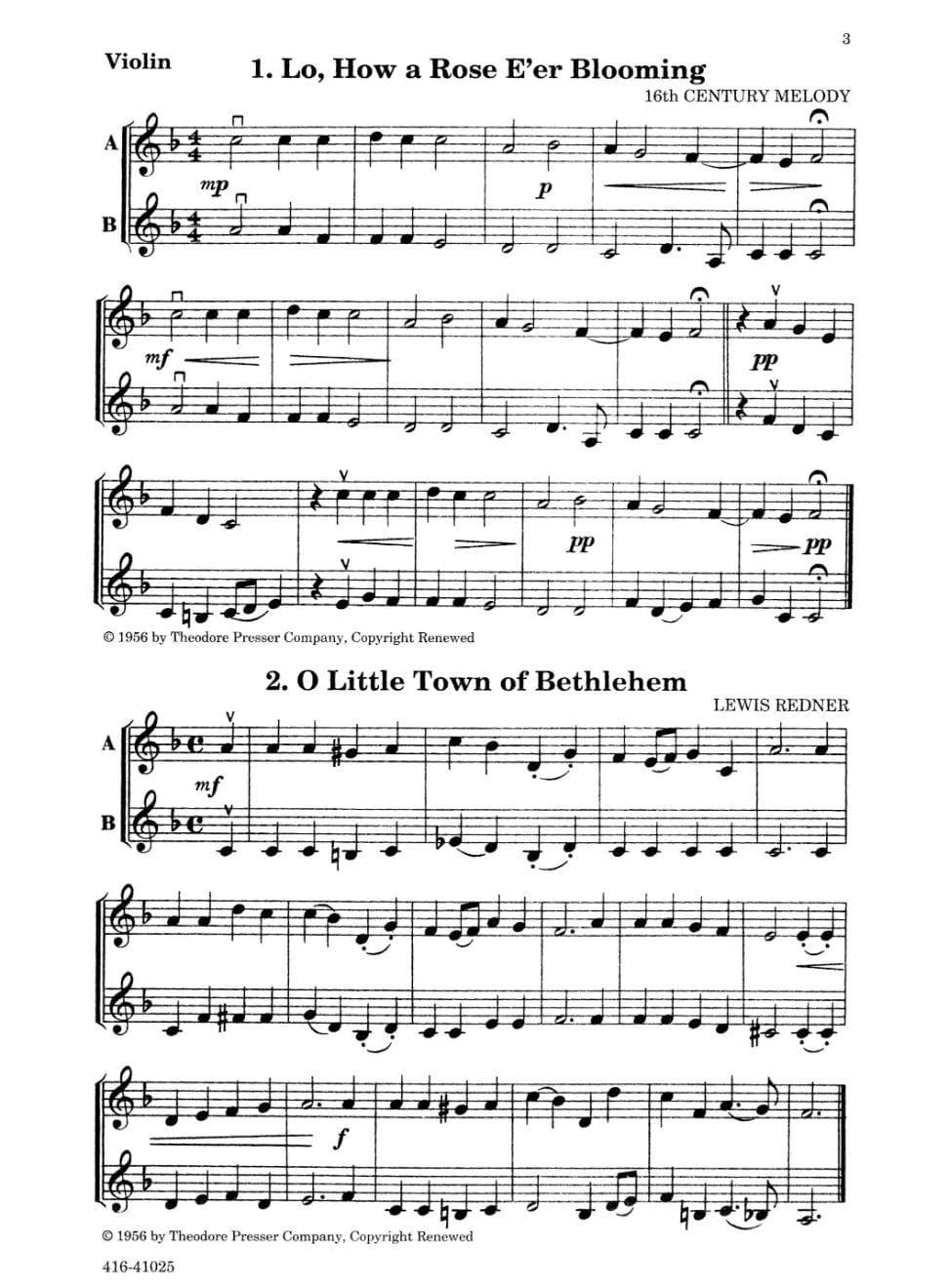 Zimmerman, Ruth L - Play a Song of Christmas, for Violin Published by Theodore Presser Company - Image 3